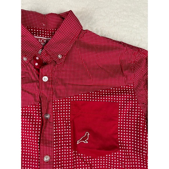 Staple Pigeon Other - Staple Pigeon Red White Polka‎ Dot Patchwork Button Down Shirt Men's Medium